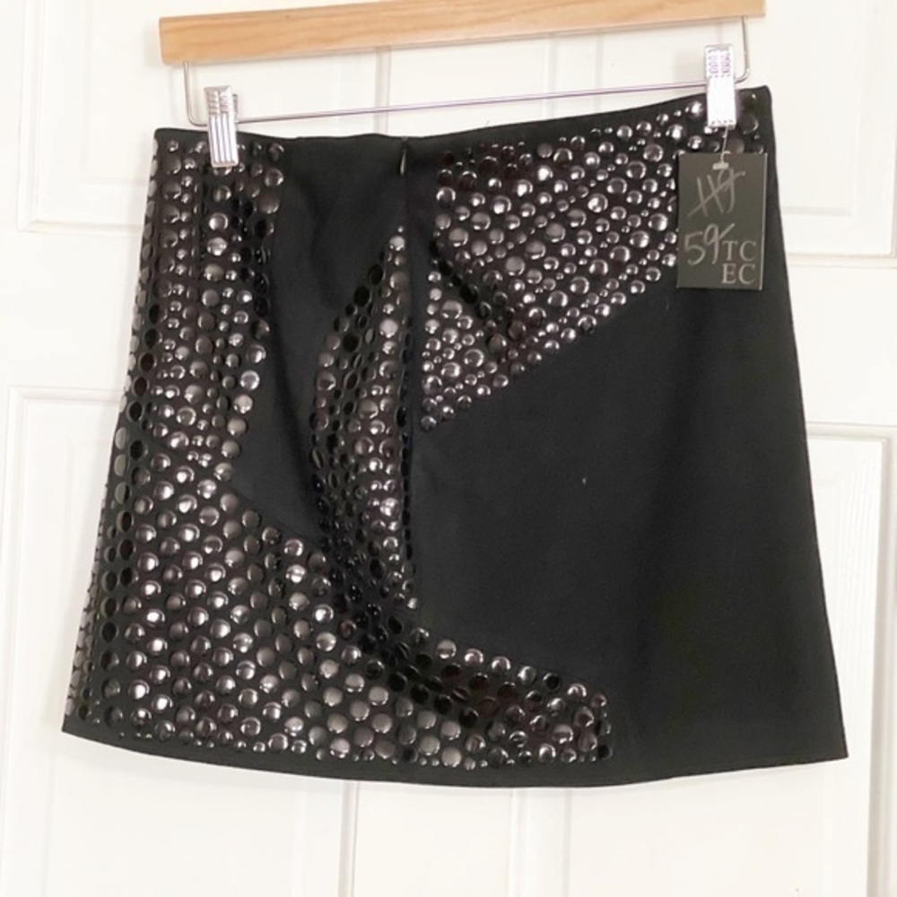TCEC Black Studded Mini Stretch Skirt NWT Sx S